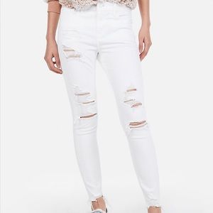 Express Distressed White Jeans